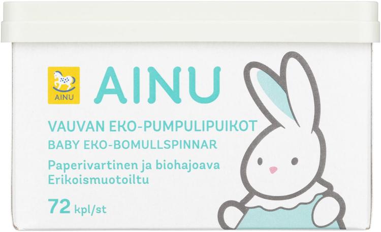 Ainu 72kpl vauvan Eko -pumpulipuikot