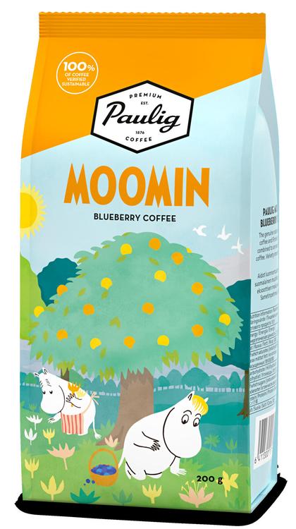 Paulig Moomin Blueberry Coffee mustikan makuinen maustettu Muumi kahvi suodatinjauhatus 200g