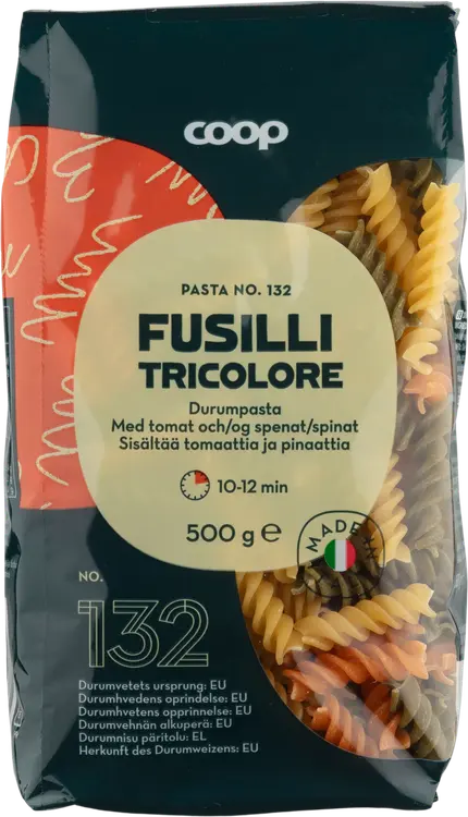 Coop Fusilli Tricolori pasta 500 g