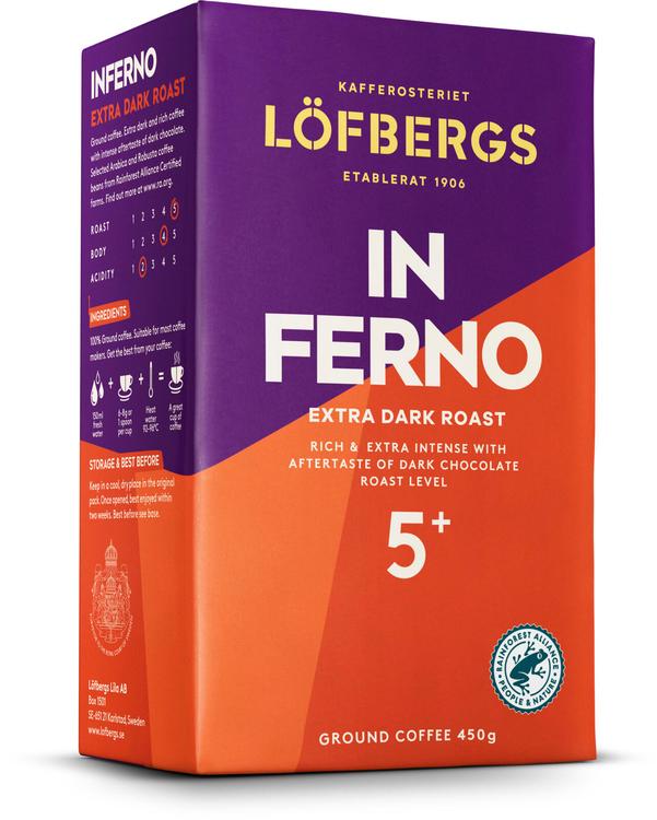 Löfbergs Inferno Erittäin tumma Suodatinkahvi 450g Rainforest Alliance