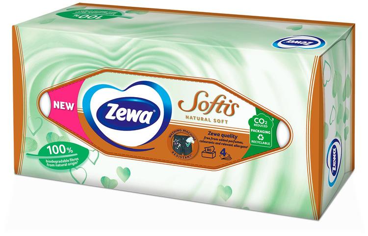 Zewa Taskurätik karbis Softis Natural SOFT 80tk (4-kihiline)