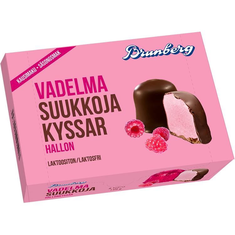 Brunberg Vadelmasuukko kuorrutettuja vaahtomakeisia 150g/6kpl