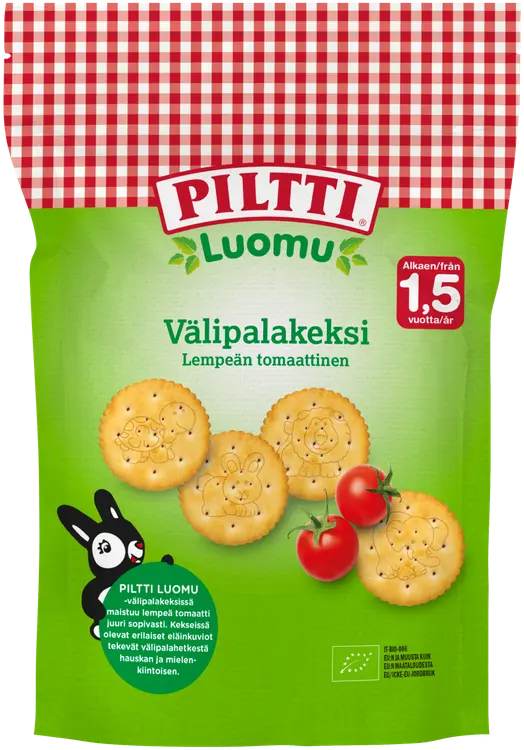 Piltti Luomu 100g Lempeän tomaattinen välipalakeksi 1,5+v