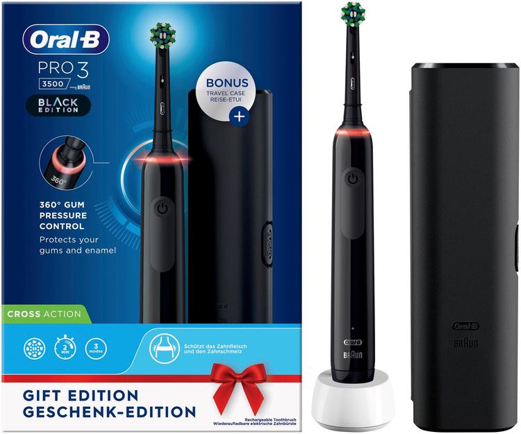 Oral-B Pro 3 - 3500 - Musta Sähköhammasharja matkakotelolla