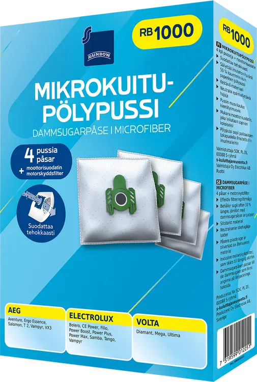 Rainbow pölypussi RB1000 4kpl + moottorisuodatin