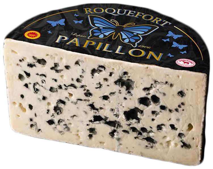 Papillon Roquefort noir coupe sinihomejuusto