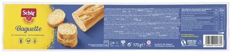 Schär 175g Baguette gluteeniton esipaistettu vaalea leipä