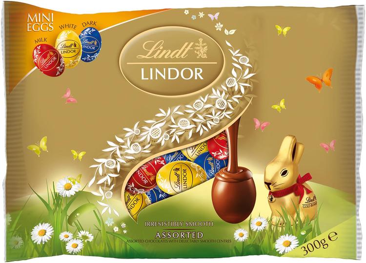 Lindt LINDOR Minimuna sekoitus täytetty maito-, tumma ja valkosuklaa 300g