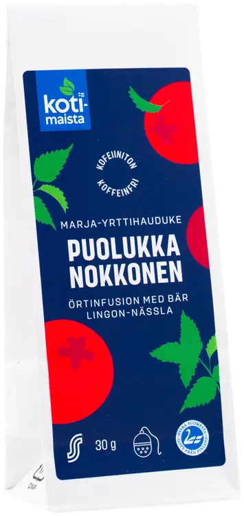 Kotimaista Puolukka Nokkonen kofeiiniton marja-yrttihauduke 30 g