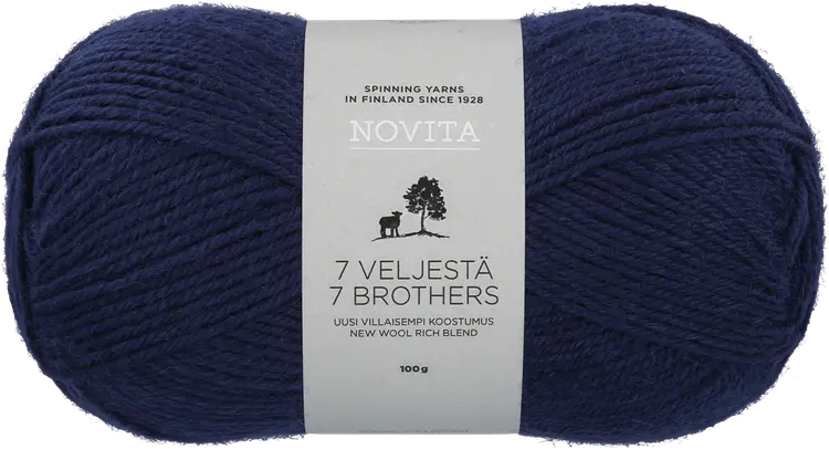 Novita lanka 7 Veljestä 100 g laivasto 170