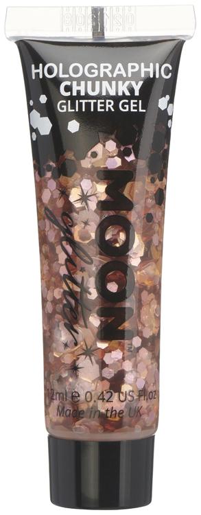 Holografinen ruusukulta glittergeeli suuri kimalle 12 ml