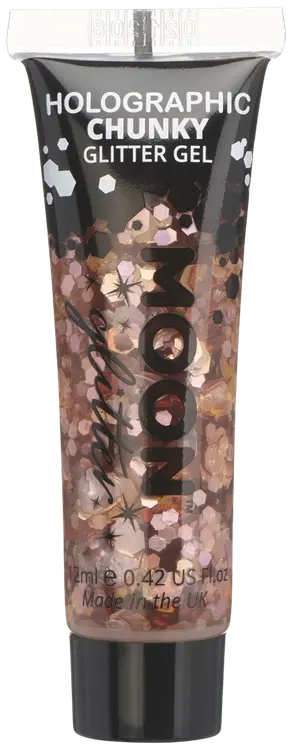 Holografinen ruusukulta glittergeeli suuri kimalle 12 ml