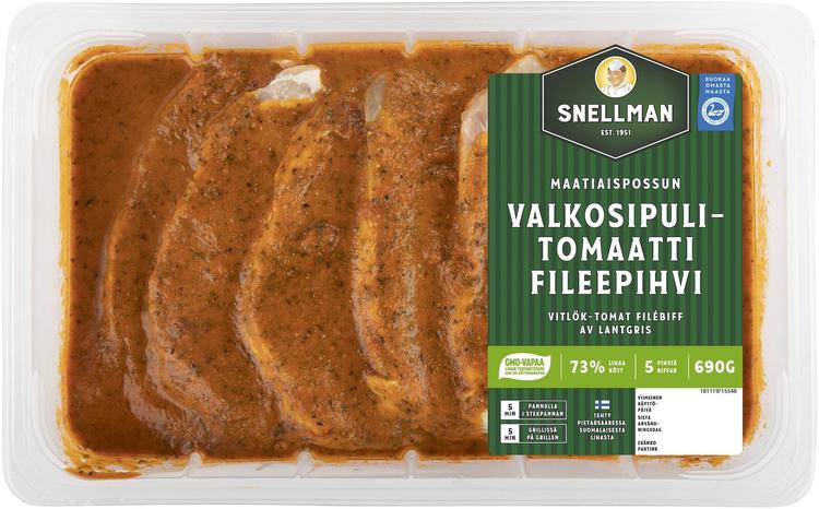 Snellman Maatiaispossun valkosipuli-tomaatti fileepihvi 5 kpl 690g