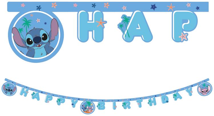 Decorata Party banneri Stitch & Angel Happy Birthday