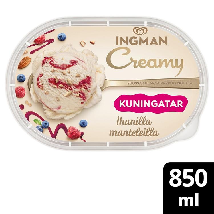 Ingman Creamy Kuningatar Laktoositon Jäätelö 850ml/464g