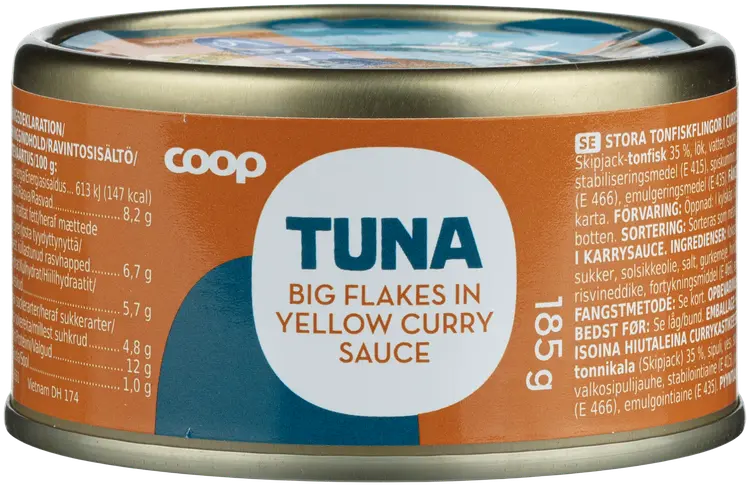 Coop tonnikala hiutaleina currykastikkeessa MSC 185 g
