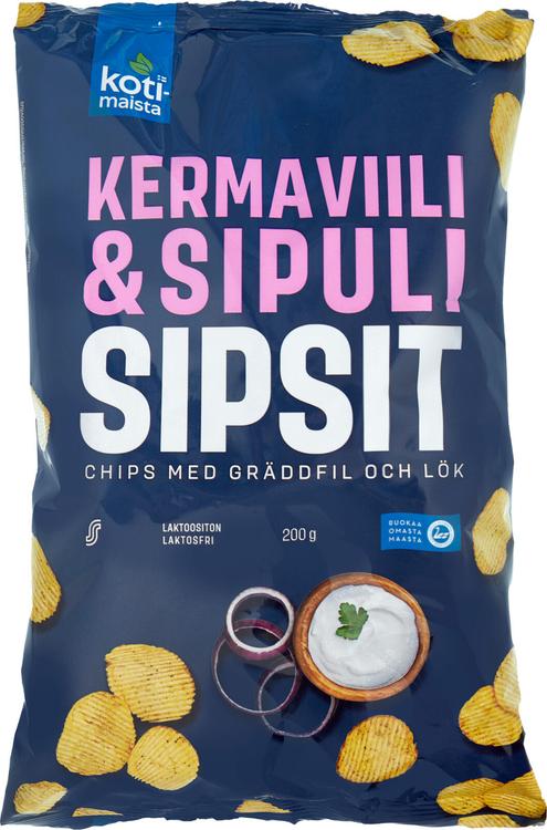 Kotimaista Kermaviili & sipuli sipsit 200g