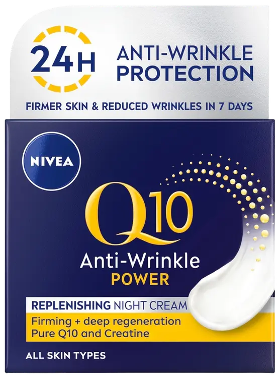NIVEA 50ml Q10 Power Anti-Wrinkle Replenishing Night Cream -yövoide