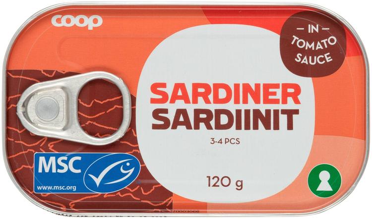 Coop sardiinit tomaattikastikkeessa MSC 120 g