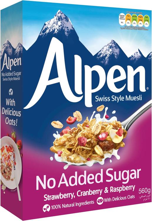 Alpen Makeuttamaton Mansikka, Karpalo & Vadelma Mysli 560g