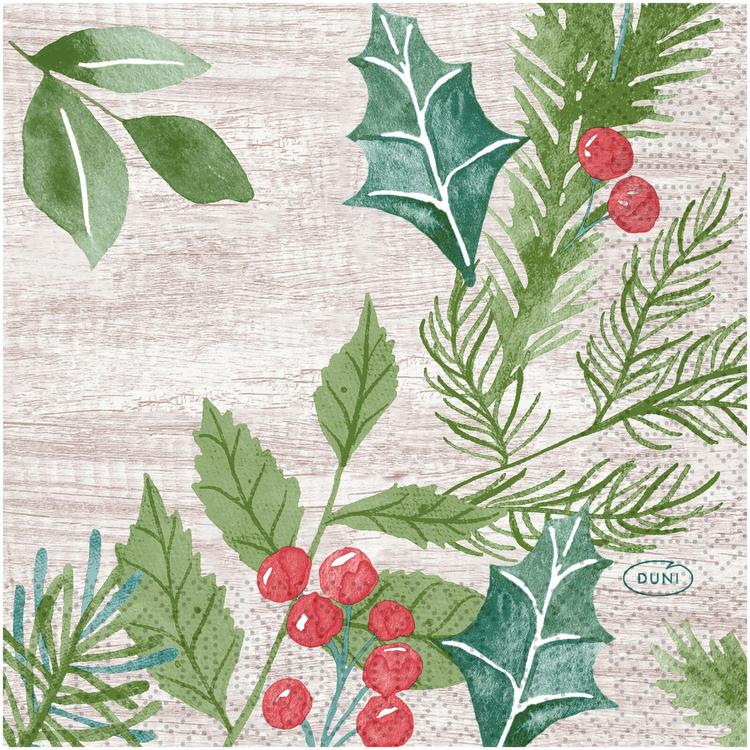 DUNI Tissue-lautasliina 24 x 24 cm Winter Greenery 3-krs, 20 kpl