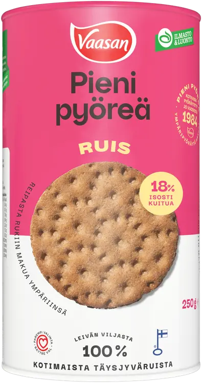VAASAN PIENI PYÖREÄ Ruis 250g täysjyväruisnäkkileipä