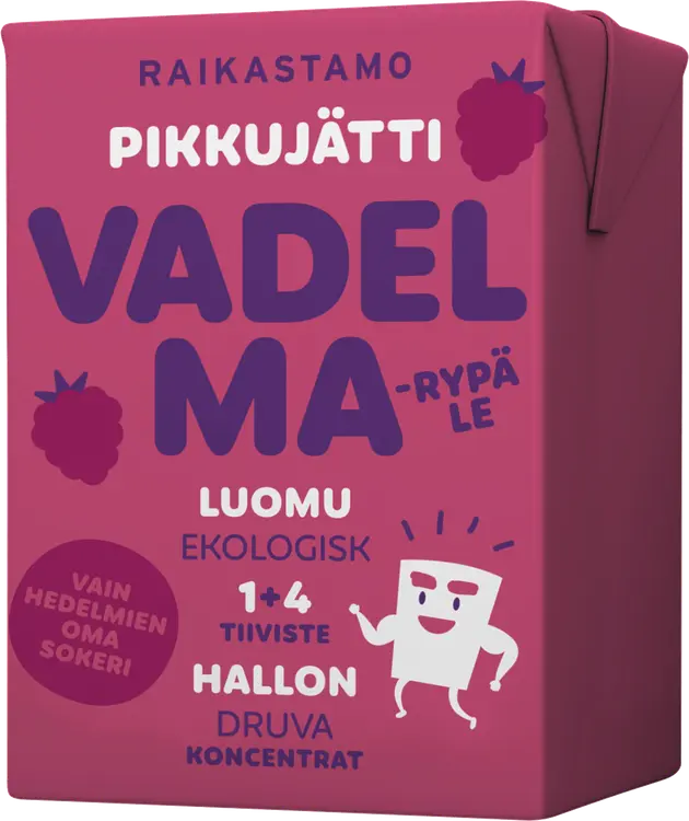 Raikastamo Pikkujätti, Luomu vadelma-rypälemehutiiviste 1+4, 200ml