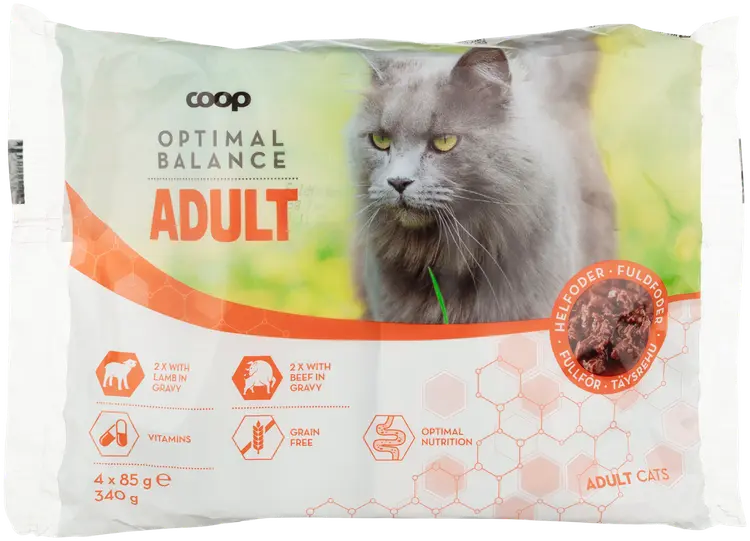 Coop kissanruoka nautaa ja lammasta kastikkeessa 4x85 g