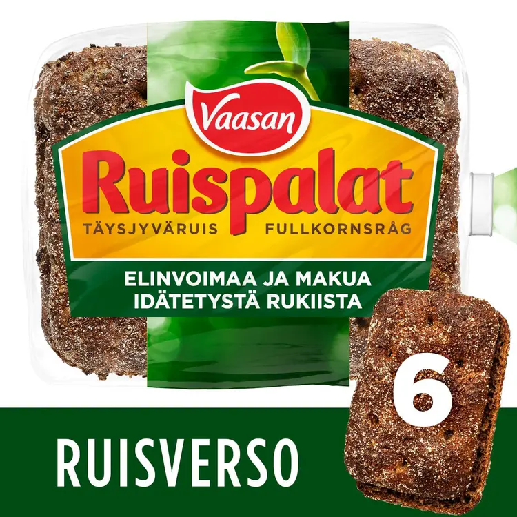 Vaasan Ruispalat Ruisverso 360 g 6 kpl täysjyväruisleipä