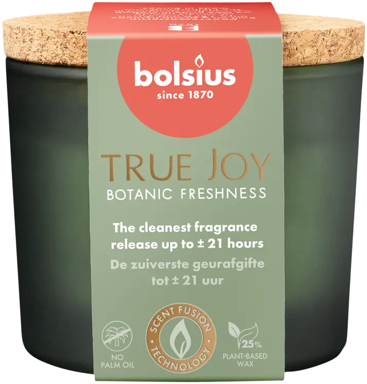 Bolsius – tuoksukynttilä, korkkikansi – vihreä - Botanic Freshness