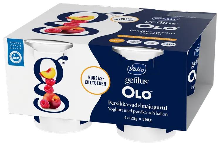 Valio Gefilus® OLO™ jogurtti 4x125 g persikka-vadelma laktoositon