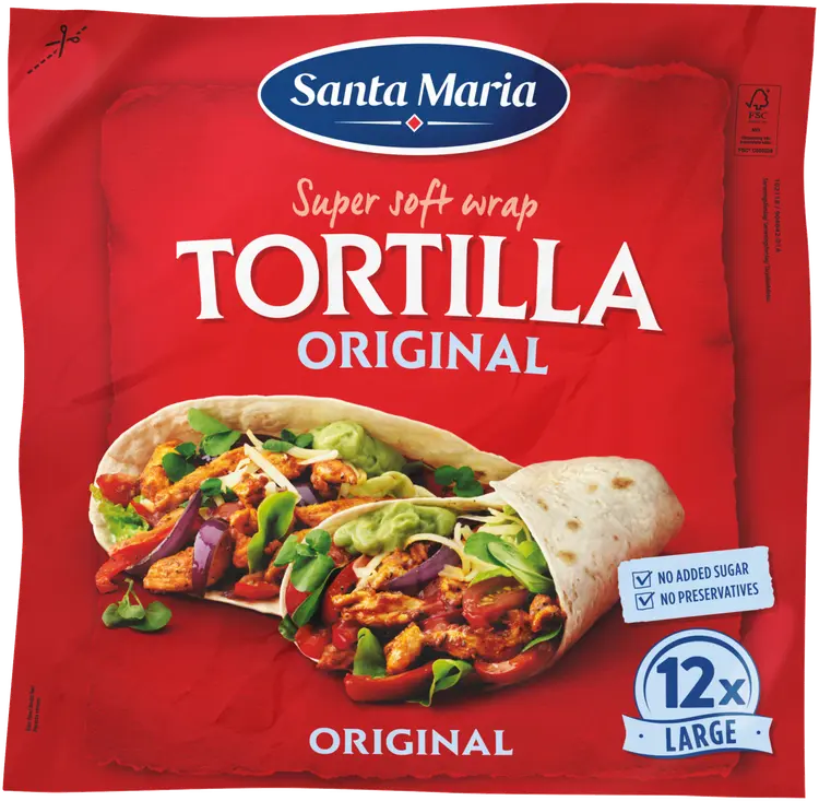 Santa Maria Tortilla Original Large vehnätortilla 12 kpl, 742 g