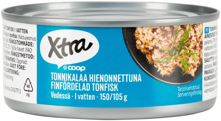 Xtra tonnikalaa hienonnettuna vedessä 150/105 g