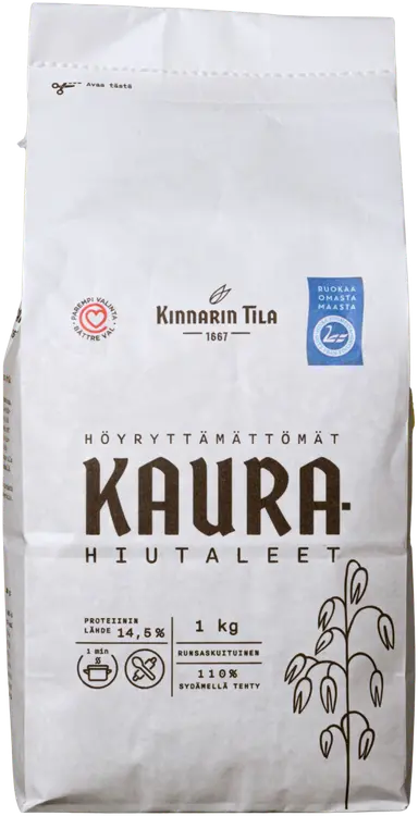 Kinnarin Tila höyryttämättömät kaurahiutaleet 1kg