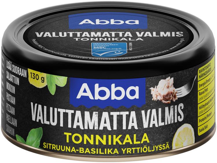 Abba MSC valuttamatta valmis sitruuna-basilika yrttiöljyllä maustettu tonnikala 130g