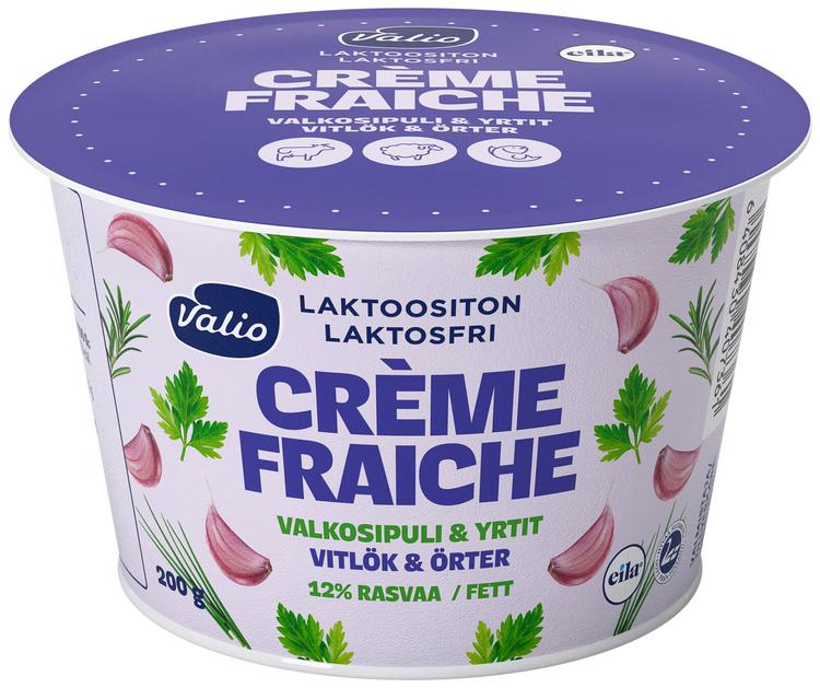 Valio crème fraîche 12 % valkosipuli & yrtit 200 g laktoositon