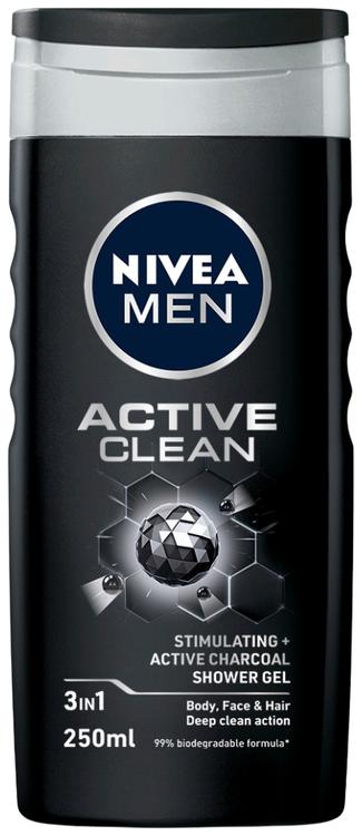 NIVEA MEN 250ml Active Clean -suihkugeeli