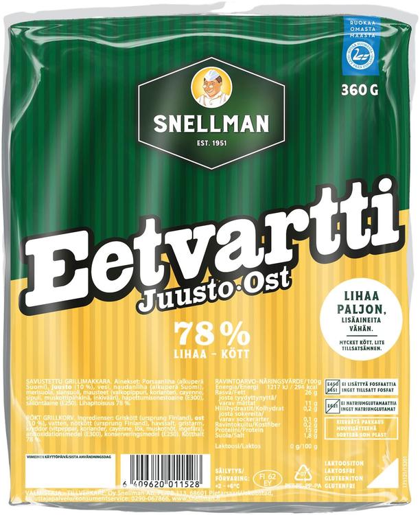 Snellman Juusto Eetvartti grillimakkara 360g