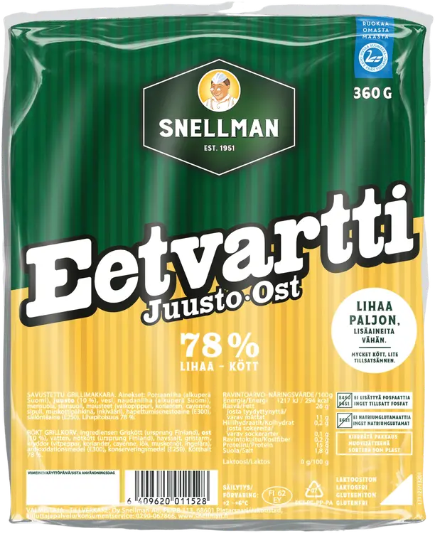 Snellman Juusto Eetvartti grillimakkara 360g