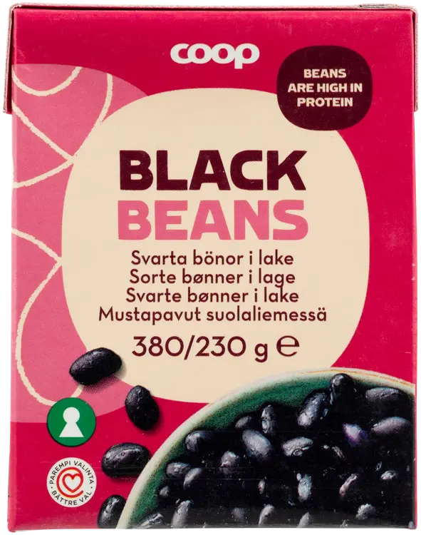 Coop mustapavut suolaliemessä 380/230 g