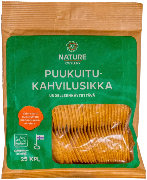 Nature Line puukuitukahvilusikka 25 kpl, valmistettu uusiutuvista raaka-aineista, uudelleenkäytettävä