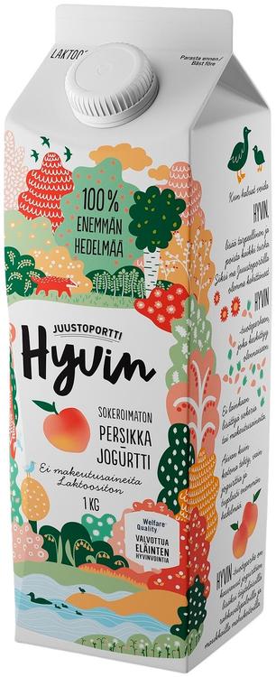 Juustoportti Hyvin sokeroimaton ja makeutusaineeton jogurtti 1 kg persikka laktoositon