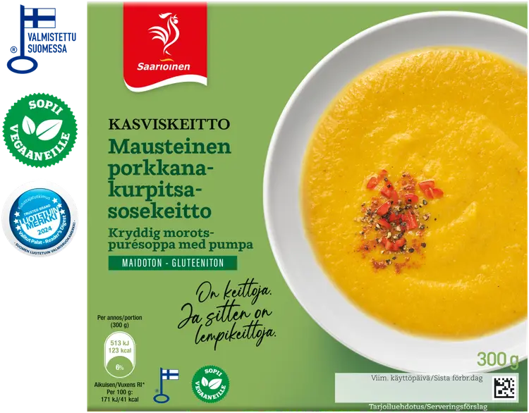 Saarioinen Mausteinen porkkana-kurpitsasosekeitto 300g