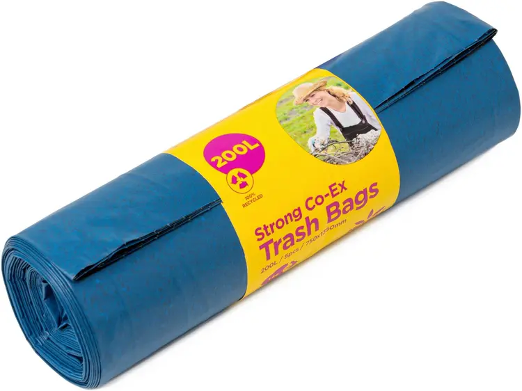 McLean Professional Vahva jätesäkki, sininen LDPE, 200L, 5kpl/rll