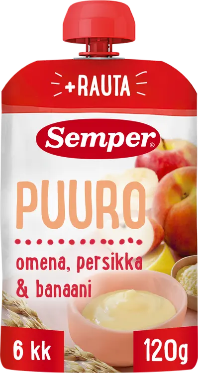 Semper Puuro Omena persikka & banaani 6kk käyttövalmis lastenpuuro 120g