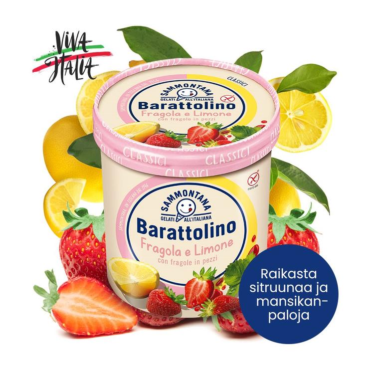 Sammontana Barattolino Mansikka-Sitruunajäätelö 0,8L
