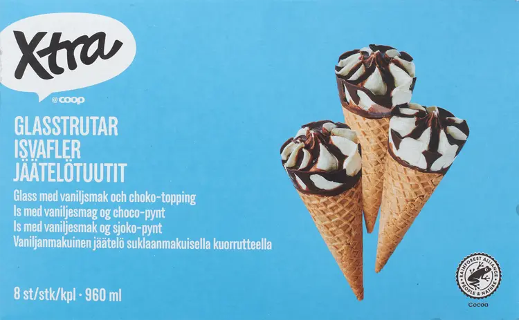 Xtra jäätelötuutit vanilja 960ml 8kpl