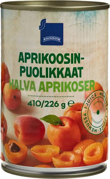 Rainbow aprikoosinpuolikkaat mehussa 410/226 g