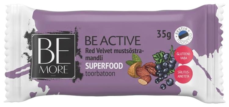 Be Active Red Velvet mustsõstra-mandli toorbatoon 35g