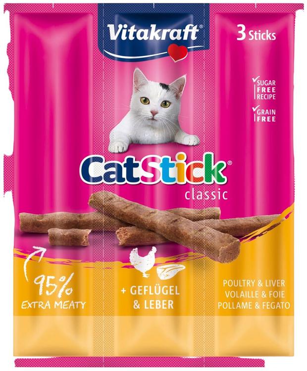 Vitakraft Cat Stick® Lihatikku kissoille, siipikarja & maksa 3kpl